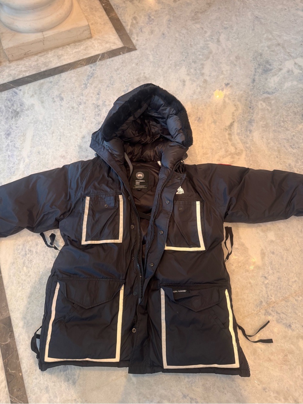 Canada Goose x OVO Black Hooded Puffer Jacket with FUR Trim